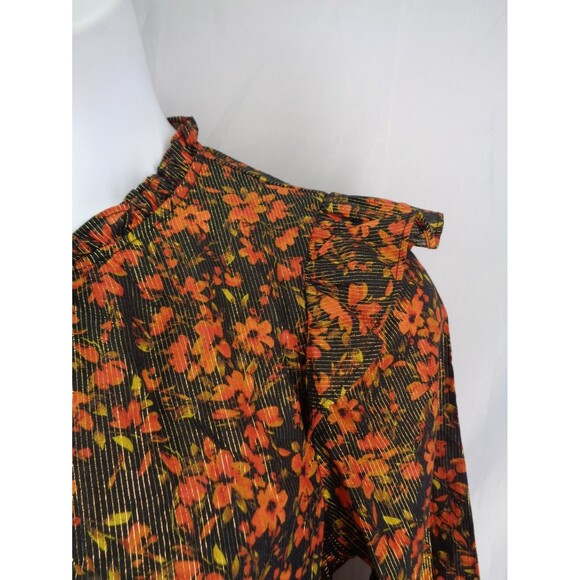 Gap Floral Metallic Ruffle Top Blouse Size Medium - Picture 8 of 14